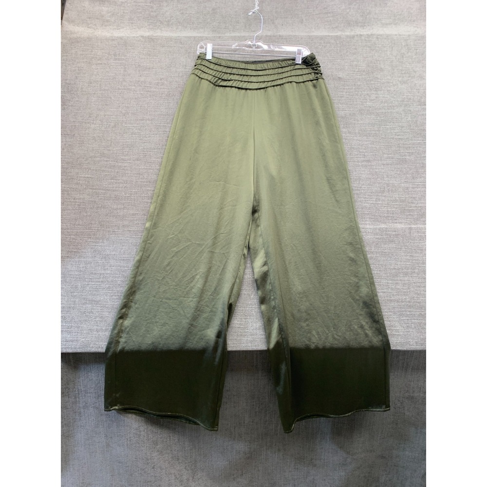 White House Black Market The Wide Leg Pants Womens SL Olive Green High Rise